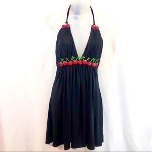 SOLD!  Gorgeous SUPER RARE NWT SKY Dress L Black Bling Red Cherry Cherries RHOC